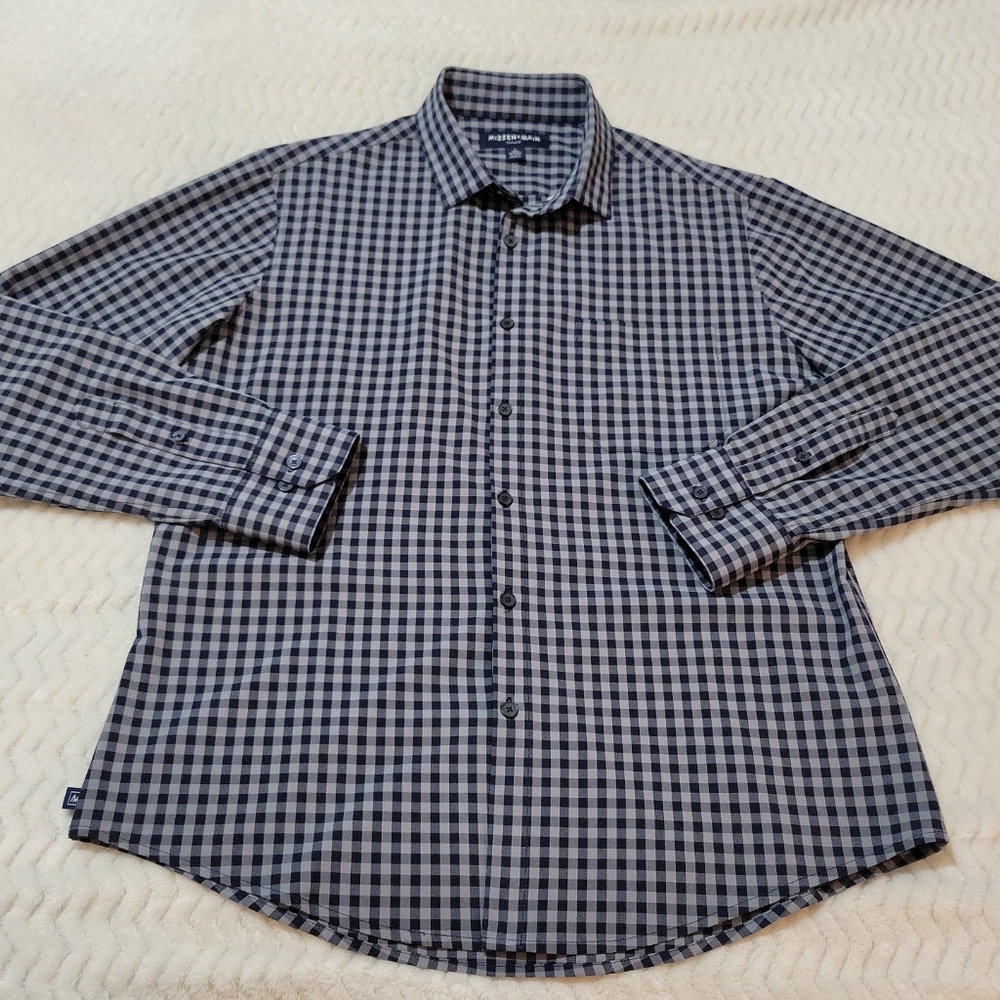 Mizzen+Main Black and White Gingham Button-Down Shirt